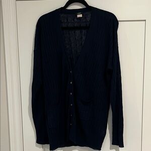 J. Crew Women’s Navy Linen Cable Knit Sweater